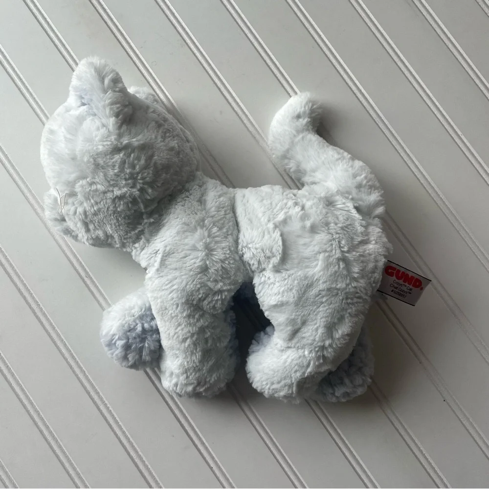 Gund Cozys Cat 11” Plush White Kitten Kitty Floppy Soft Lovey Doll 6058951 Blue